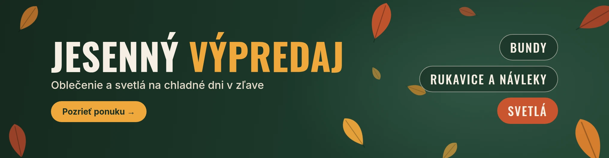 Jesenný výpredaj – oblečenie a svetlá na bicykel v zľave.